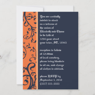 Halloween Damask Wedding Invitation