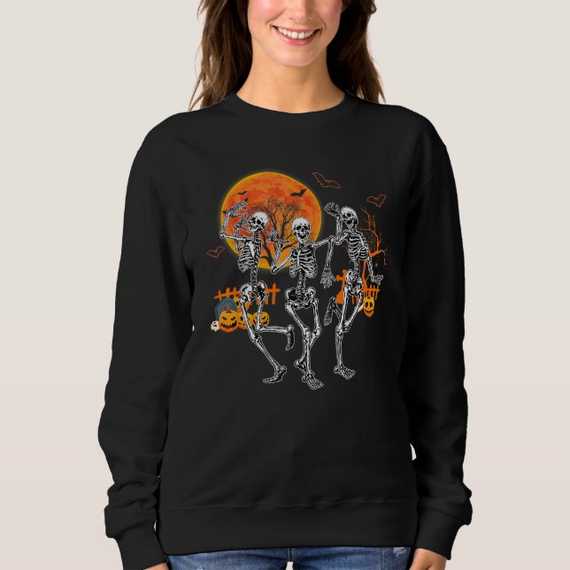 Halloween Dance Of Death Macabre Skeleton Dancing  Sweatshirt (Front)