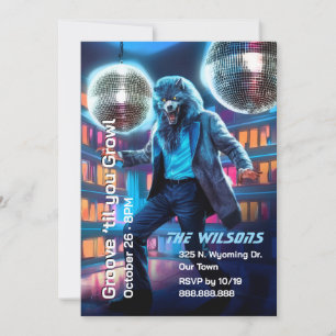 Halloween Dance Party, Disco Wolfman Invitation