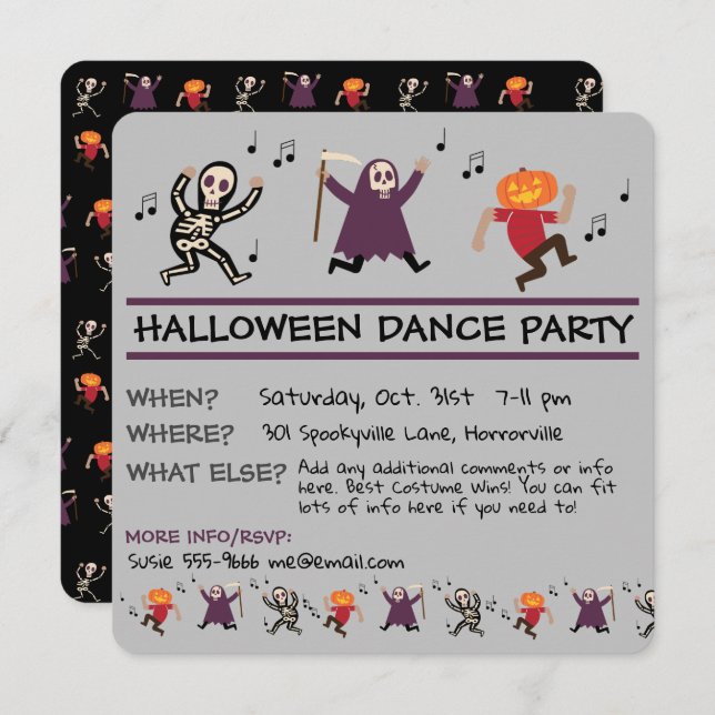 Halloween Dance Party Invitation (Front/Back)