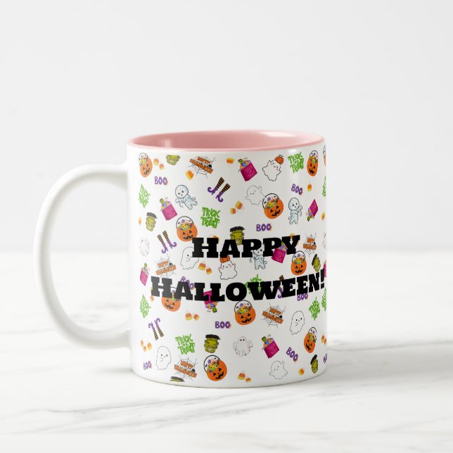 Halloween Dance Party Two-Tone Coffee Mug (Left)