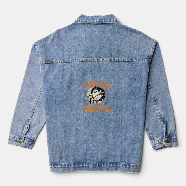 Halloween Dance Teacher Spooky Steps Denim Jacket (Back)