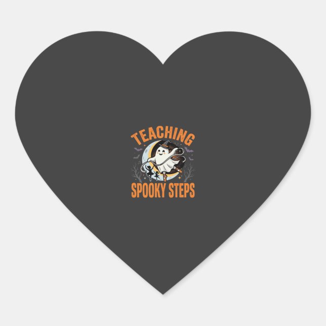 Halloween Dance Teacher Spooky Steps Heart Sticker (Front)