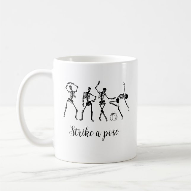 Halloween Dancing Skeleton Customise Funny Text Coffee Mug (Left)