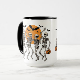 Halloween Dancing Skeleton Dance Pumpkin Mug