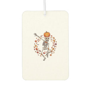 Halloween Dancing Skeleton Pumpkin Head Autumn Lea Car Air Freshener