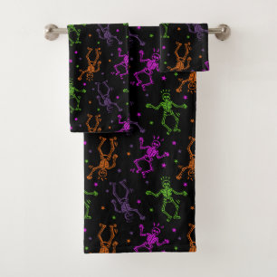 Halloween Dancing Skeletons Bath Towel Set