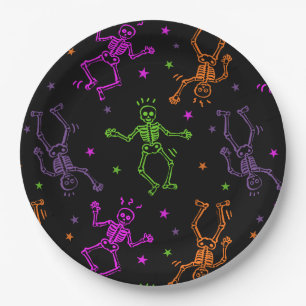 Halloween Dancing Skeletons Paper Plate