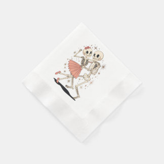 Halloween Dancing Skeletons, Retro Skeleton  Napkin