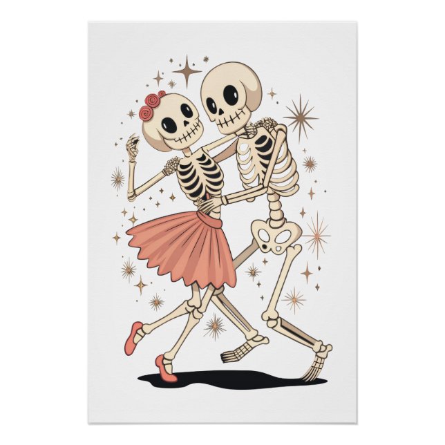 Halloween Dancing Skeletons, Retro Skeleton  Poster (Front)