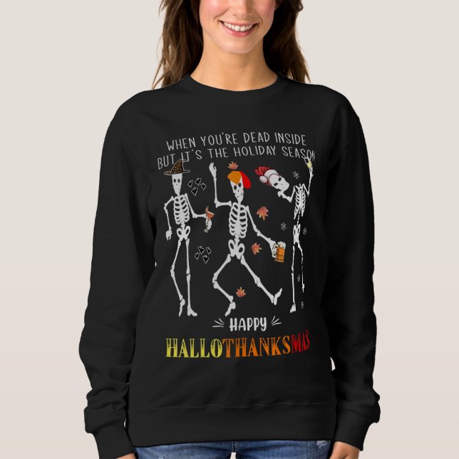 Halloween Dancing Skeletons Spooky Halloween Graph Sweatshirt (Front)
