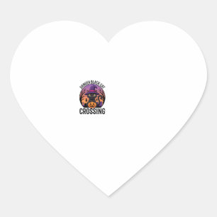 Halloween Danger Black Cat Crossing Heart Sticker