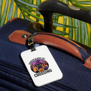 Halloween Danger Black Cat Crossing Luggage Tag