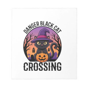 Halloween Danger Black Cat Crossing Notepad