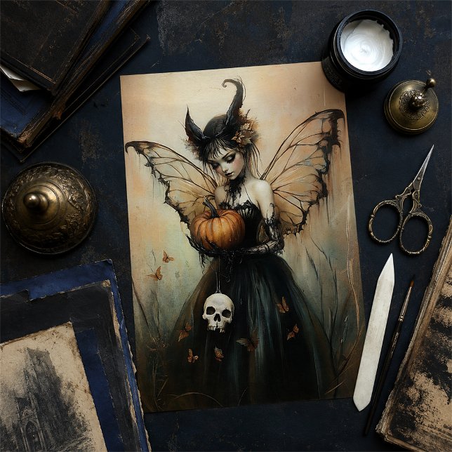 Halloween Dark Fairy with Pumpkin and Skull  Tissue Paper (Creator Uploaded)