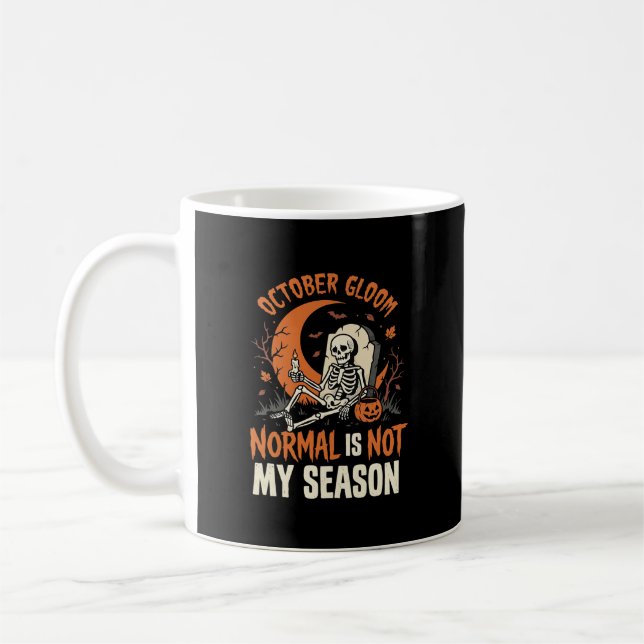 Halloween Dark Humour Skeleton Mood Coffee Mug (Left)