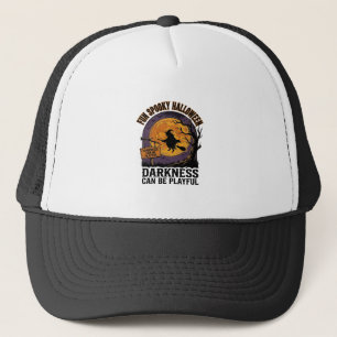 Halloween Darkness Shirt Vintage Witch Moon Design Trucker Hat