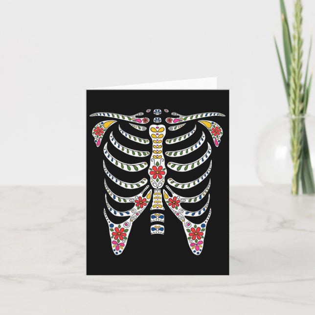 Halloween Day Of Dead Skeleton Flowers Decorated  Card (Front)