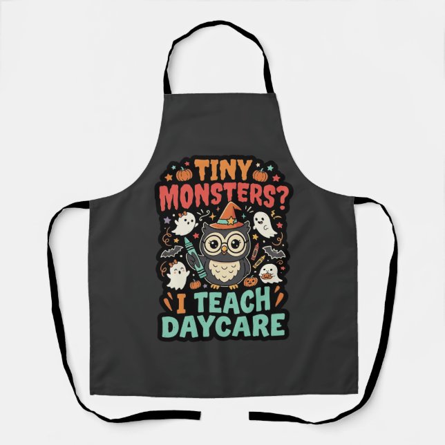 Halloween Daycare Teacher Tiny Monsters Apron (Front)