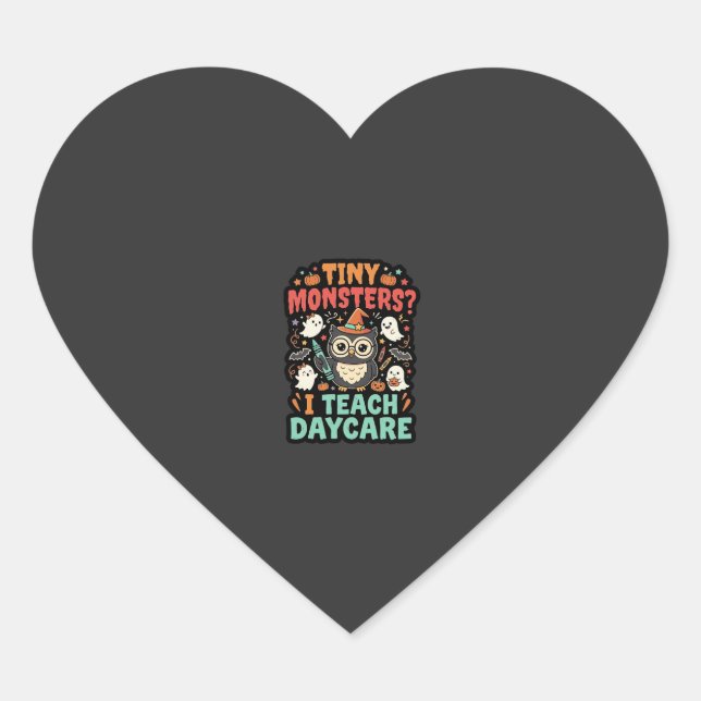 Halloween Daycare Teacher Tiny Monsters Heart Sticker (Front)