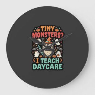 Halloween Daycare Teacher Tiny Monsters Large Clock