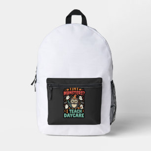 Halloween Daycare Teacher Tiny Monsters Printed Backpack