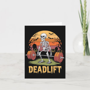 Halloween Deadlift Skeleton Gym Workout Weight Lif Card