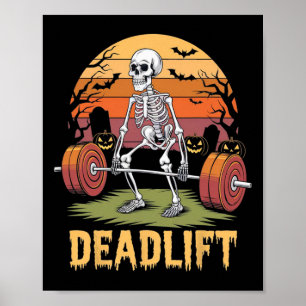 Halloween Deadlift Skeleton Gym Workout Weight Lif Poster