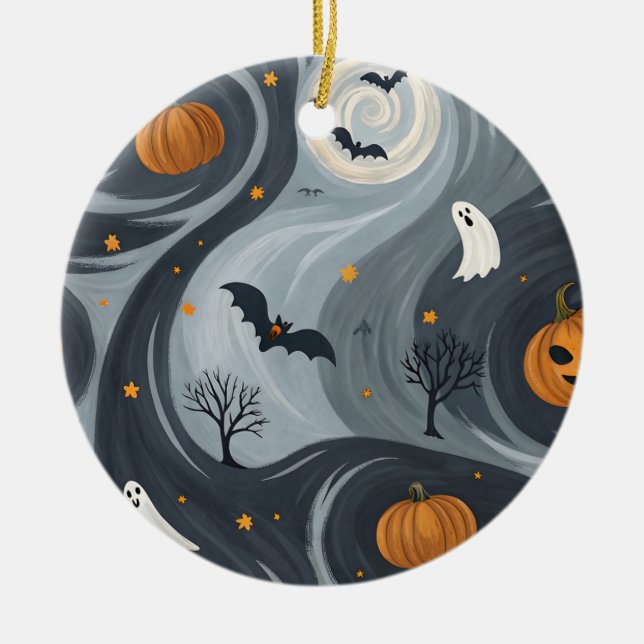 Halloween Death Night Ceramic Tree Decoration (Front)