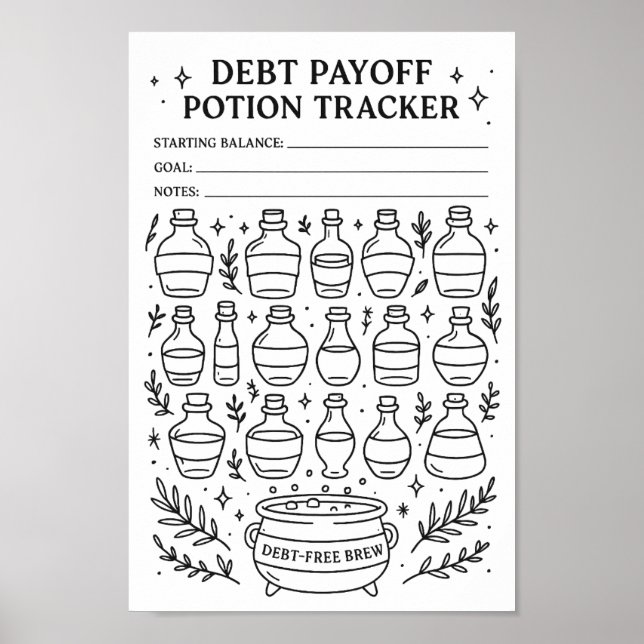 Halloween Debt Payoff Potion Making Tracker Chart  (Front)