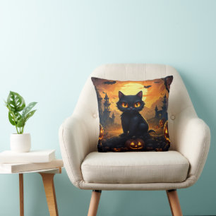 Halloween Decor Black Cat Cushion