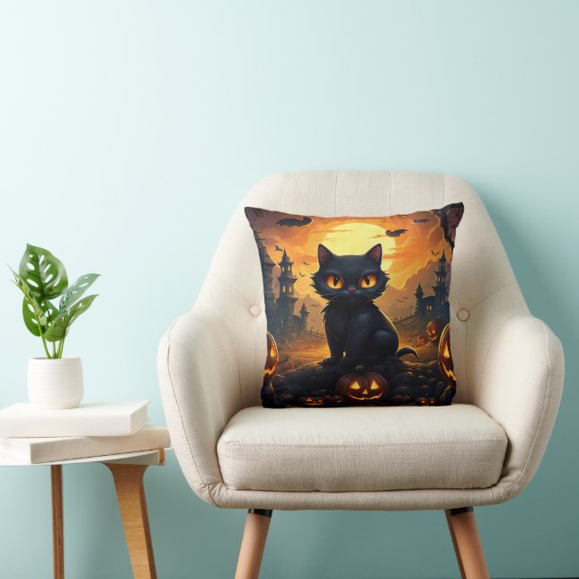 Halloween Decor Black Cat  Cushion (Chair)