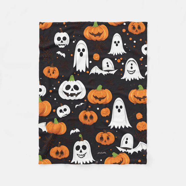 halloween decor design fleece blanket (Front)