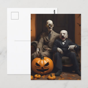 Halloween decor design postcard