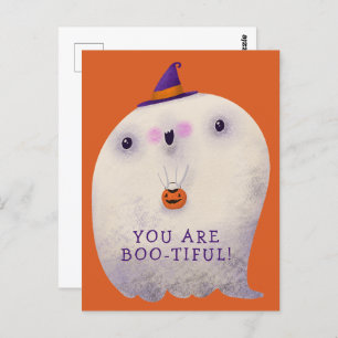 Halloween Decor Trick or Treat Cute Spooky Ghost Postcard