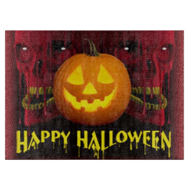 Halloween Decorative Glass Cutting Board/Skulls Board (Front)
