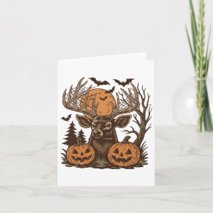 Halloween Deer Spooky Forest Buck Pumpkin Hunting Card