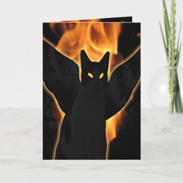 Halloween Demon Cat Card (Front)