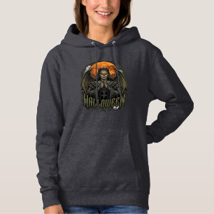 Halloween Demon Nun Crown Wings Orange Moon_1 Hoodie