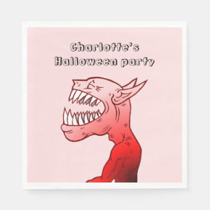 Halloween Demon on a Paper Napkin