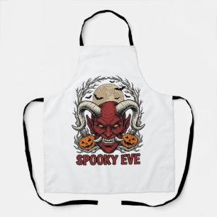 Halloween Demon Shirt with Vintage Engraving Pumpk Apron