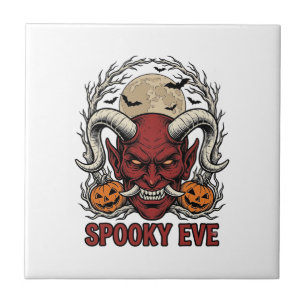 Halloween Demon Shirt with Vintage Engraving Pumpk Tile