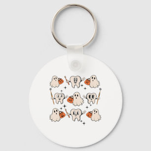 Halloween Dentist Dental Hygienist Teeth Ghost Pum Key Ring