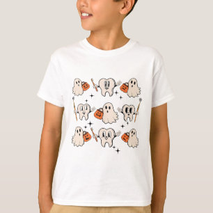 Halloween Dentist Dental Hygienist Teeth Ghost Pum T-Shirt