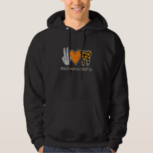 Halloween Dentist Peace Love Dental Leopard Dental Hoodie