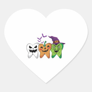 Halloween Dentist Teeth Ghost Pumpkin Witch Heart Sticker