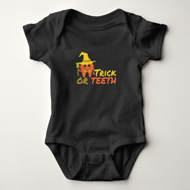 Halloween Dentist Trick or Teeth Baby Bodysuit (Front)
