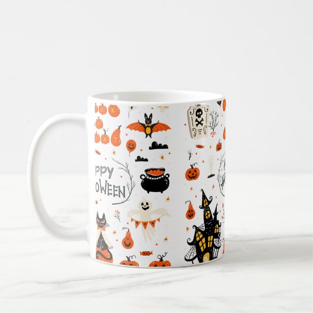 Halloween design elements. Halloween cliparts with Coffee Mug (Left)