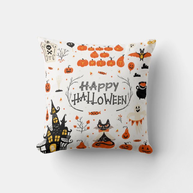 Halloween design elements. Halloween cliparts with Cushion (Front)