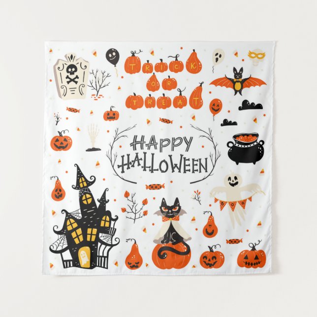 Halloween design elements. Halloween cliparts with Tapestry (Front)
